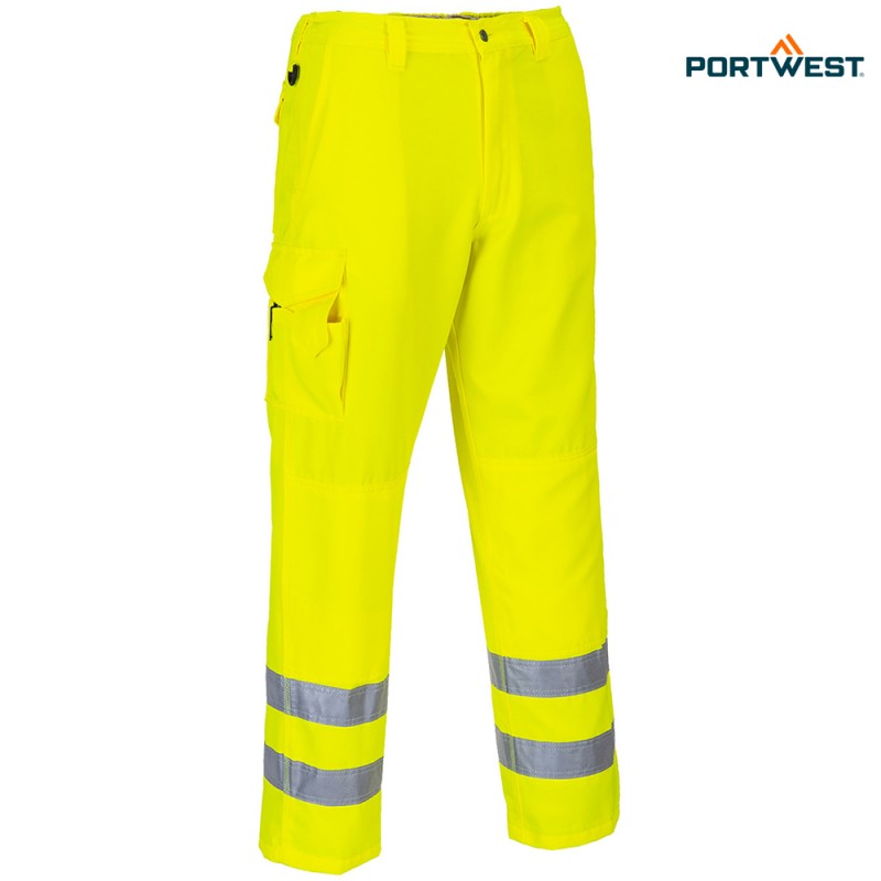 Portwest dobrovidne delovne hlače Hi-Vis E046, Dobrovidna delovna oblačila, Dobrovidne delovne hlače, Dobrovidne delovne hlače do pasu