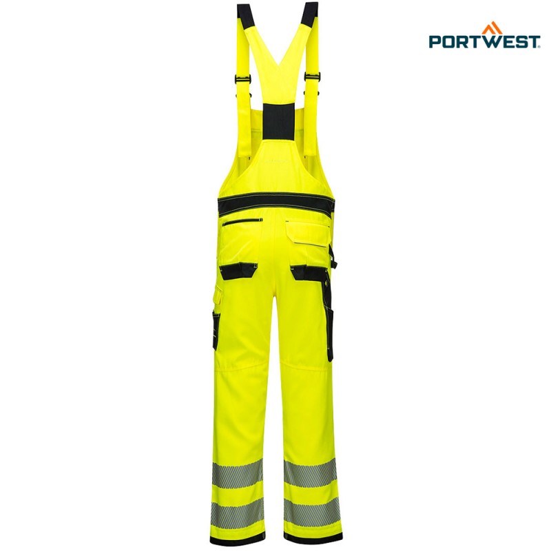 Portwest dobrovidne delovne hlače PW344 Hi-Vis, Dobrovidna delovna oblačila, Dobrovidne delovne hlače, Dobrovidne delovne hlače z naramnicami