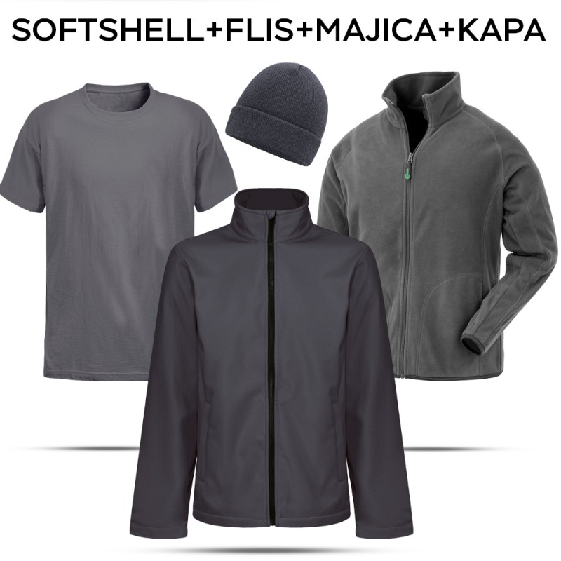 Delovni komplet Softshell - flis - majica - zimska kapa, Delovni kompleti