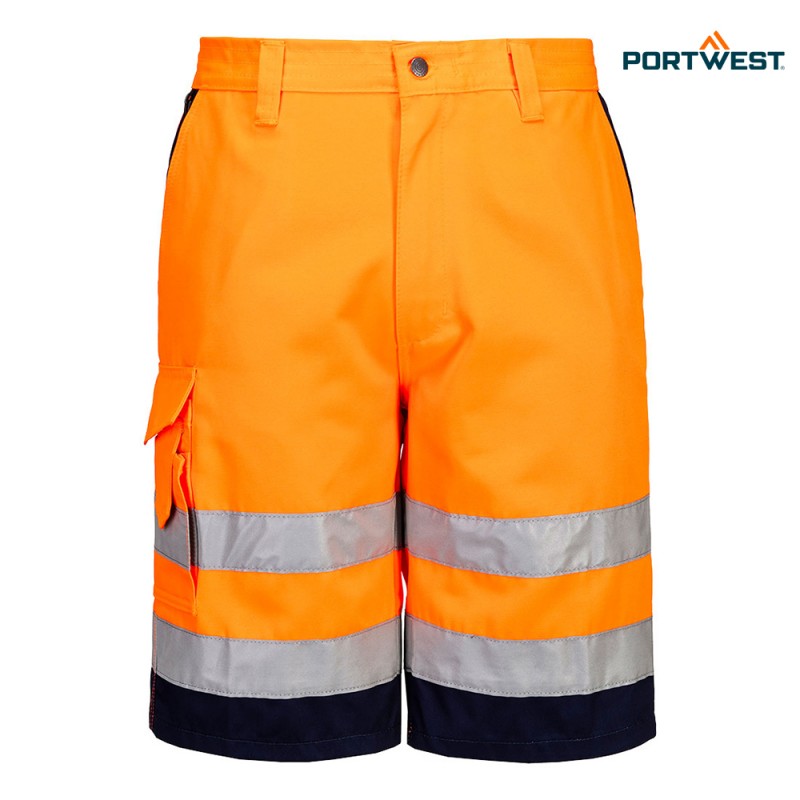 Portwest delovne kratke hlače E043 Hi-Vis, Dobrovidna delovna oblačila, Dobrovidne delovne hlače, Dobrovidne delovne kratke hlače