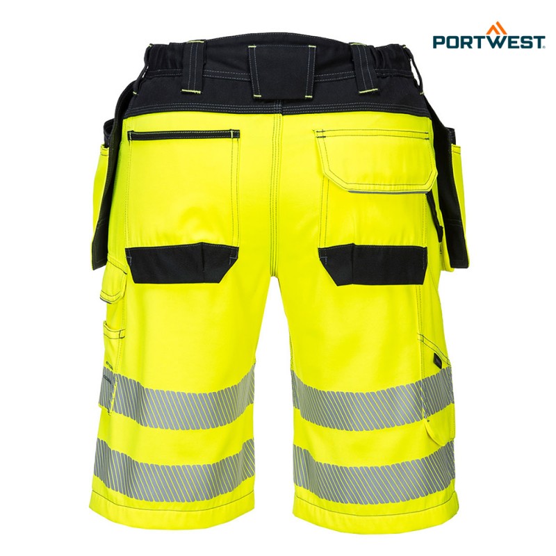 Portwest delovne kratke hlače PW343 PW3 Hi-Vis, Dobrovidna delovna oblačila, Dobrovidne delovne hlače, Dobrovidne delovne kratke hlače