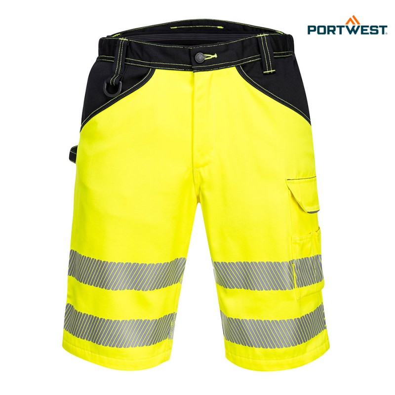 Portwest delovne kratke hlače PW348 PW3 Hi-Vis, Dobrovidna delovna oblačila, Dobrovidne delovne hlače, Dobrovidne delovne kratke hlače
