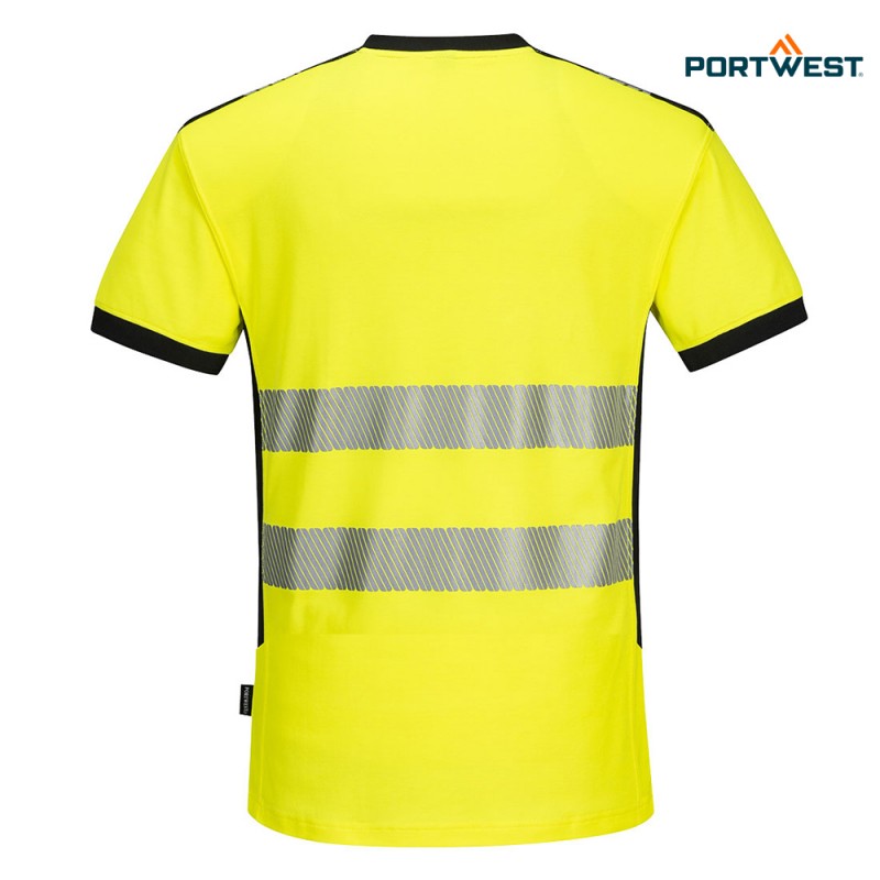 Portwest dobrovidna delovna majica PW310 Hi-Vis PW3 - V izrez, Dobrovidna delovna oblačila, Dobrovidne delovne majice, Dobrovidne majice s kratkimi rokavi